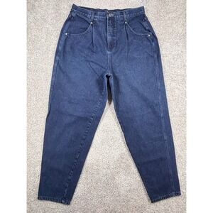Vintage Brittania High Rise Tapered Mom Jeans Dark Wash Indigo 100% Cotton 30x29